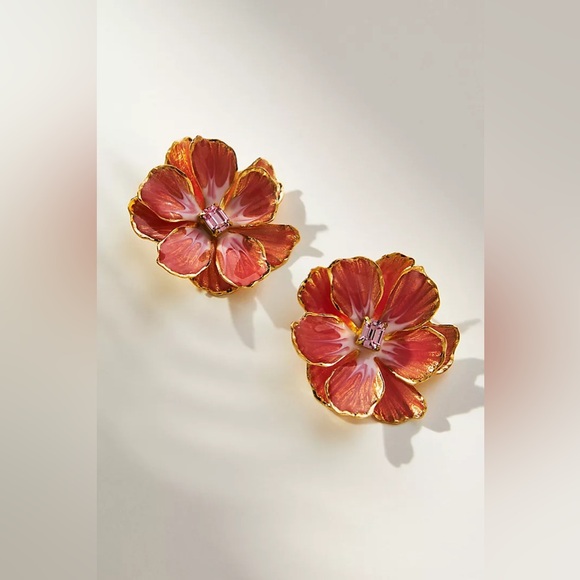 Anthropologie Jewelry - NWT The Pink Reef Hand-Painted Earrings